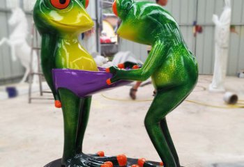 青蛙雕塑-商场玻璃钢卡通青蛙雕塑
