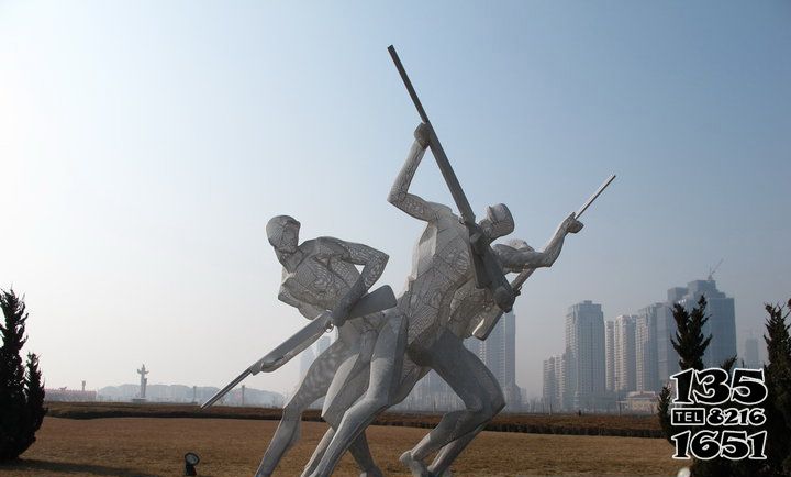 射击雕塑-城市广场网格不锈钢射击运动人物主题雕塑高清图片