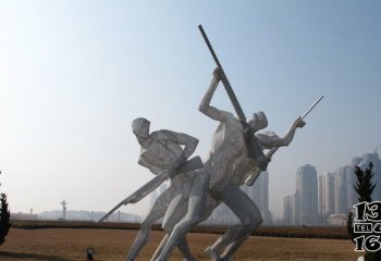 射击雕塑-城市广场网格不锈钢射击运动人物主题雕塑