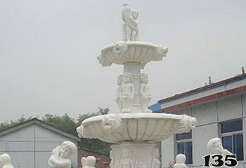 天使雕塑-汉白玉小天使大型喷泉石雕