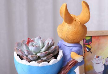 兔子雕塑-床头摆件一只拉车的玻璃钢兔子雕塑