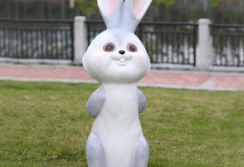 兔子雕塑-街道摆放一只站立的玻璃钢兔子雕塑