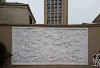 影壁雕塑-别墅汉白玉龙浮雕影壁石雕
