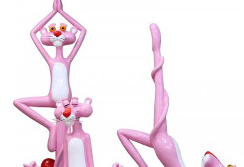 豹子雕塑-商厦公园树脂卡通童趣粉红豹个性雕塑