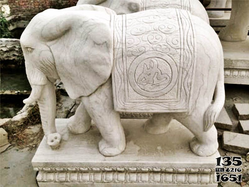 大象雕塑-企业门口大象景观-石雕大理石大象雕塑高清图片