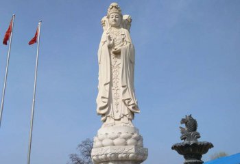 观音菩萨雕塑-大型汉白玉石雕三面观音雕塑