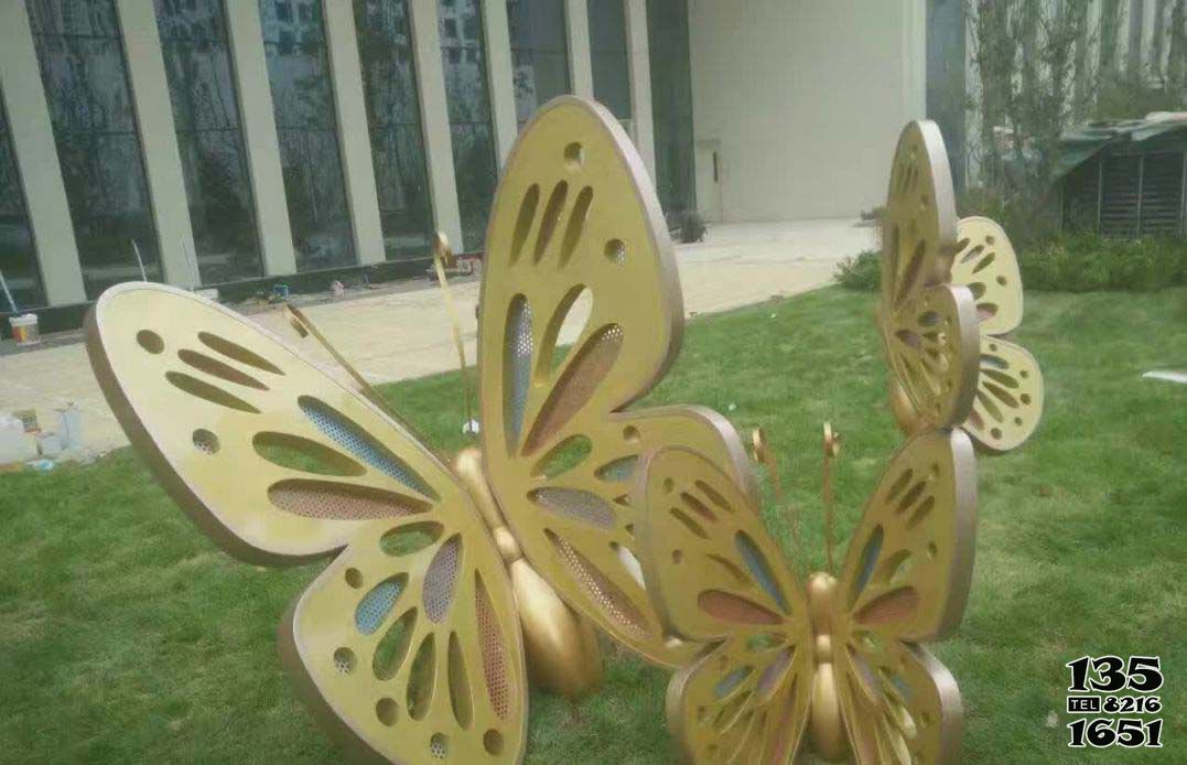 蝴蝶雕塑-公园不锈钢喷漆蝴蝶雕塑高清图片