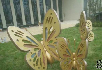 蝴蝶雕塑-公园不锈钢喷漆蝴蝶雕塑