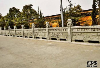 栏杆栏板雕塑-佛教寺院走廊装饰浮雕青石狮子防护栏杆栏板雕塑