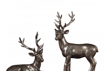 梅花鹿雕塑-不锈钢仿铜创意园林景观梅花鹿雕塑