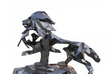 狮子雕塑-公园创意抽象不锈钢狮子雕塑