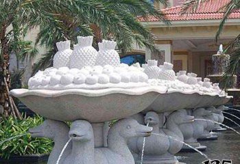 天鹅雕塑-别墅水中喷水吐水的汉白玉天鹅雕塑