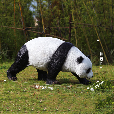 熊猫雕塑- 城市户外仿真行走爬行熊猫玻璃钢雕塑高清图片