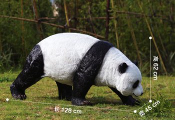 熊猫雕塑- 城市户外仿真行走爬行熊猫玻璃钢雕塑