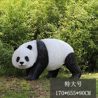 熊猫雕塑-景区摆放彩绘仿真爬行熊猫玻璃钢雕塑高清图片