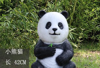 熊猫雕塑-商业街竹林园摆放小型仿真卡通玻璃钢熊猫雕塑