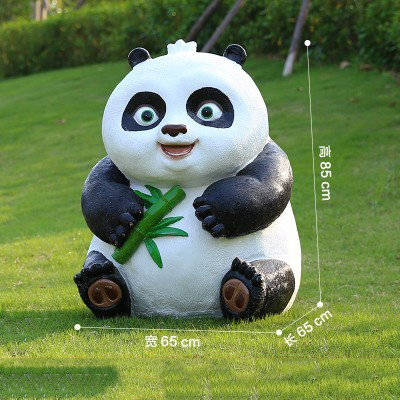 熊猫雕塑-游乐园学校仿真卡通熊猫玻璃钢雕塑高清图片