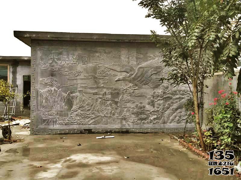 影壁雕塑-古建筑园林大展宏图石雕照壁高清图片