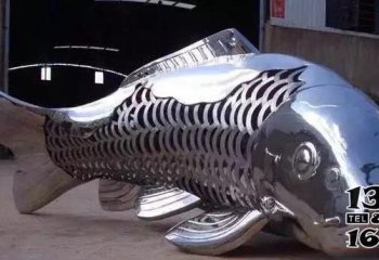鱼雕塑-海边一只不锈钢镂空大号鱼雕塑