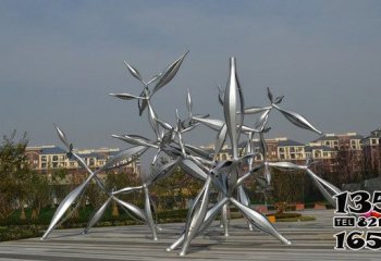 植物雕塑-不锈钢广场抽象艺术植物雕塑