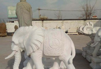 大象雕塑-广场创意汉白玉石雕园林景观装手捧摆件大象雕塑