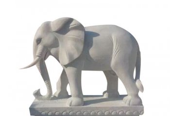 大象雕塑-公园广场摆放汉白玉石雕大象雕塑