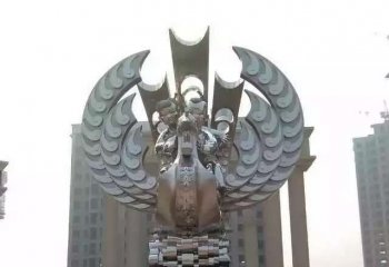 凤凰雕塑-城市广场创意不锈钢浮雕凤凰雕塑