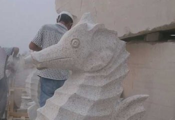 海马雕塑-公园里摆放的砂石石雕创意海马雕塑