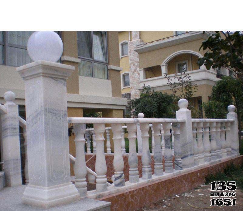 栏杆栏板雕塑-别墅庭院大理石纹理欧式石柱栏杆栏板雕塑