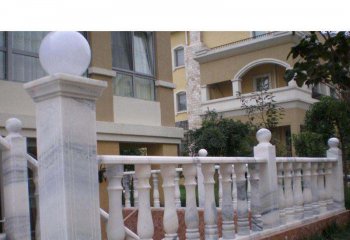 栏杆栏板雕塑-别墅庭院大理石纹理欧式石柱栏杆栏板雕塑
