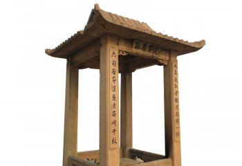 凉亭雕塑-寺庙户外供奉台小型砂岩凉亭雕塑