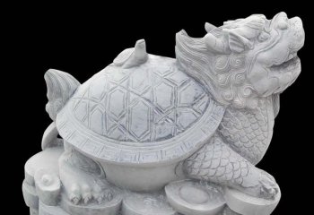 龙龟雕塑-公园里摆放的母子坐着的汉白玉石雕创意龙龟雕塑