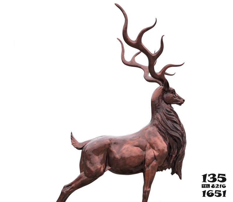 鹿雕塑-大型仿真动物景观户外园林玻璃钢仿铜鹿雕塑高清图片