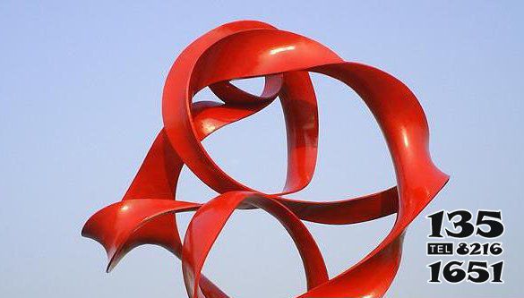 飘带雕塑-公园不锈钢喷漆红色创意菜单雕塑高清图片