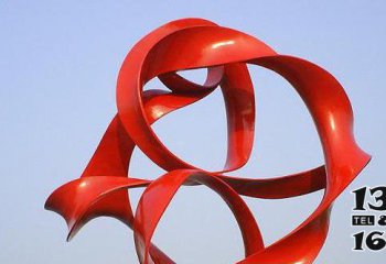 飘带雕塑-公园不锈钢喷漆红色创意菜单雕塑
