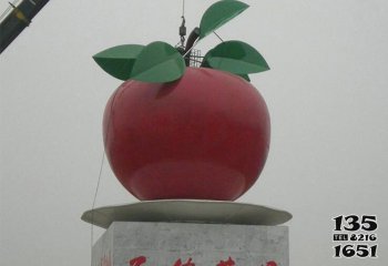 苹果雕塑-彩绘不锈钢城市大型苹果雕塑