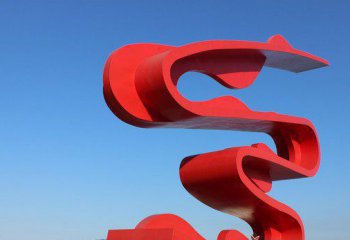 飘带雕塑-公园景区商厦红色弯曲的不锈钢飘带雕塑