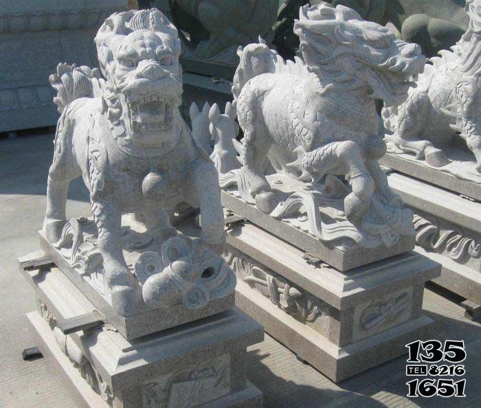 麒麟雕塑-陵园寺庙门口大理石石雕麒麟雕塑 麒麟雕塑-陵园寺庙门口大理石石雕麒麟雕塑高清图片