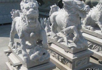 麒麟雕塑-陵园寺庙门口大理石石雕麒麟雕塑