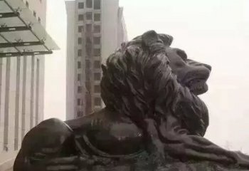 狮子雕塑-法院大型仿真动物不锈钢仿铜狮子雕塑