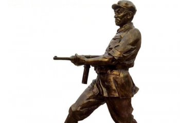 八路军雕塑-冲锋上阵的玻璃钢仿真人物八路军雕塑