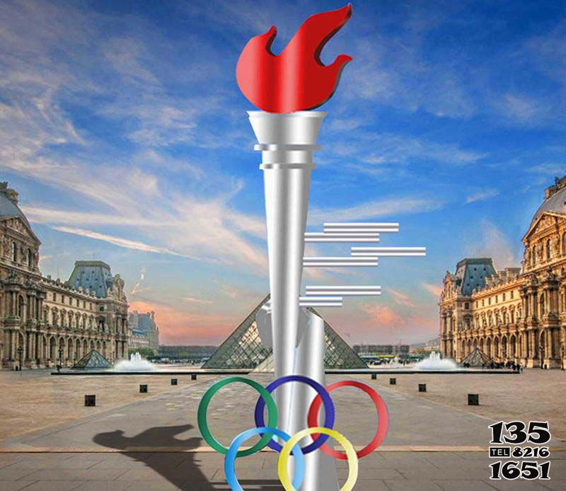 奥运雕塑-景区创意不锈钢燃烧的火炬奥运雕塑高清图片