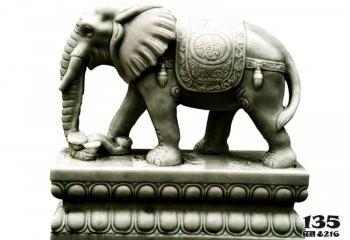 大象雕塑-户外大理石石雕大象雕塑