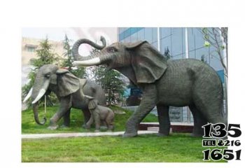 大象雕塑-户外园林景观不锈钢仿铜大象雕塑