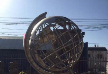 地球仪雕塑-街边酒店创意大型圆球地球仪雕塑