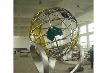 地球仪雕塑-商厦创意个性不锈钢抽象镂空地球仪雕塑