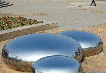 鹅卵石雕塑-公园不锈钢大型三个鹅卵石雕塑