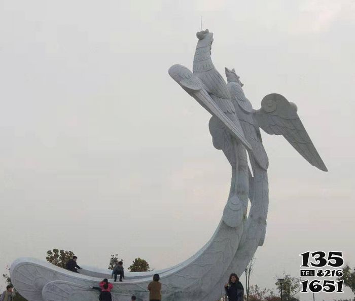 凤凰雕塑-景区创意不锈钢两只飞翔的凤凰雕塑高清图片