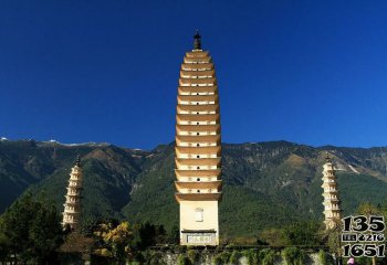 佛塔雕塑-中国寺庙多层佛塔景观