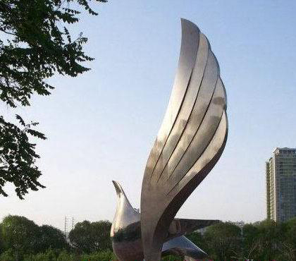 鸽子雕塑-城市广场创意不锈钢镜面切割工艺抽象鸽子雕塑